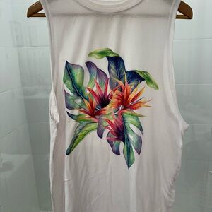 Show Me Your MuMu Tropical Floral Muscle Tee - White